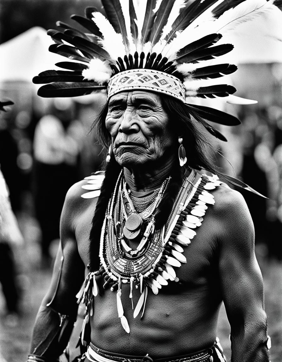 Native Americans Pow Wow Dance, Black and White Photography
