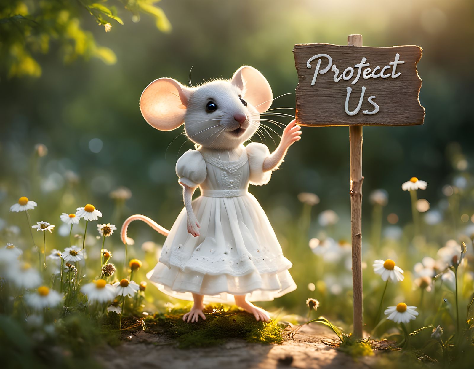 Whimsical Mouse in a Sunny Meadow