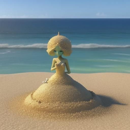 Sand Fairy with Pearl Eyes, 3D Rendering