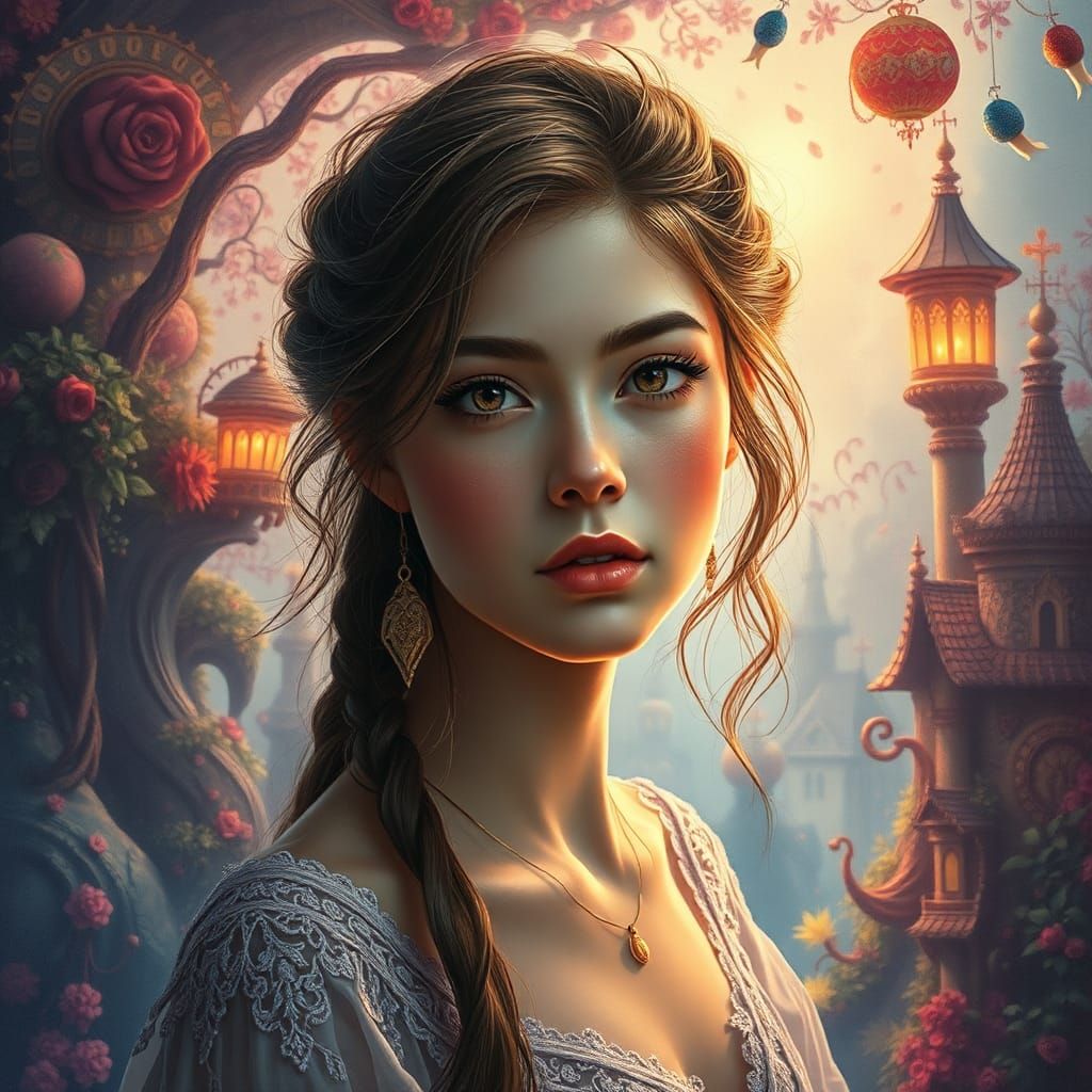 Fantasy Woman Portrait in Hyperrealistic Digital Art