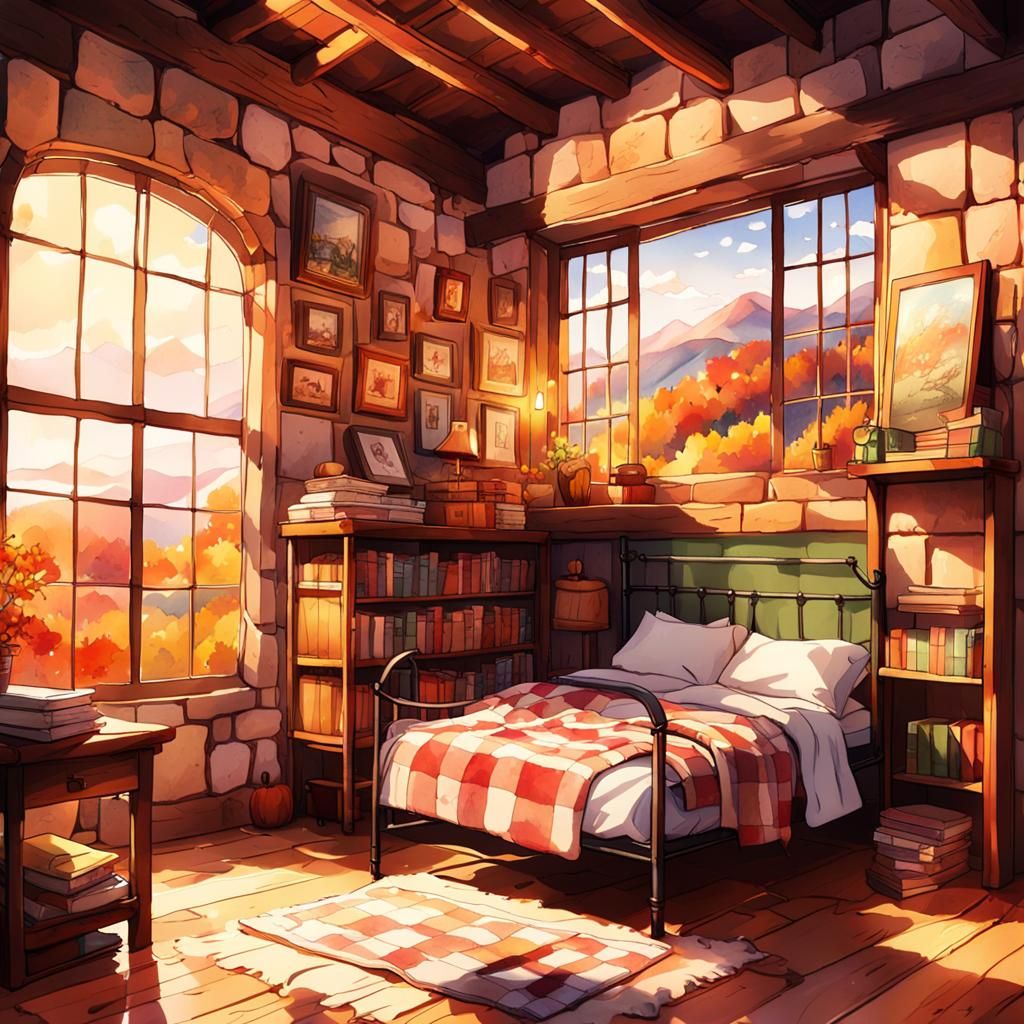 Cozy Anime Room Interior in Studio Trigger Style