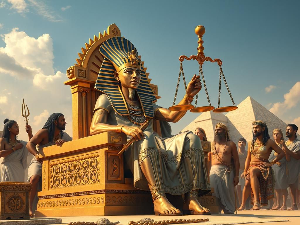 The Pharaoh of Egypt teaches justice to his people.