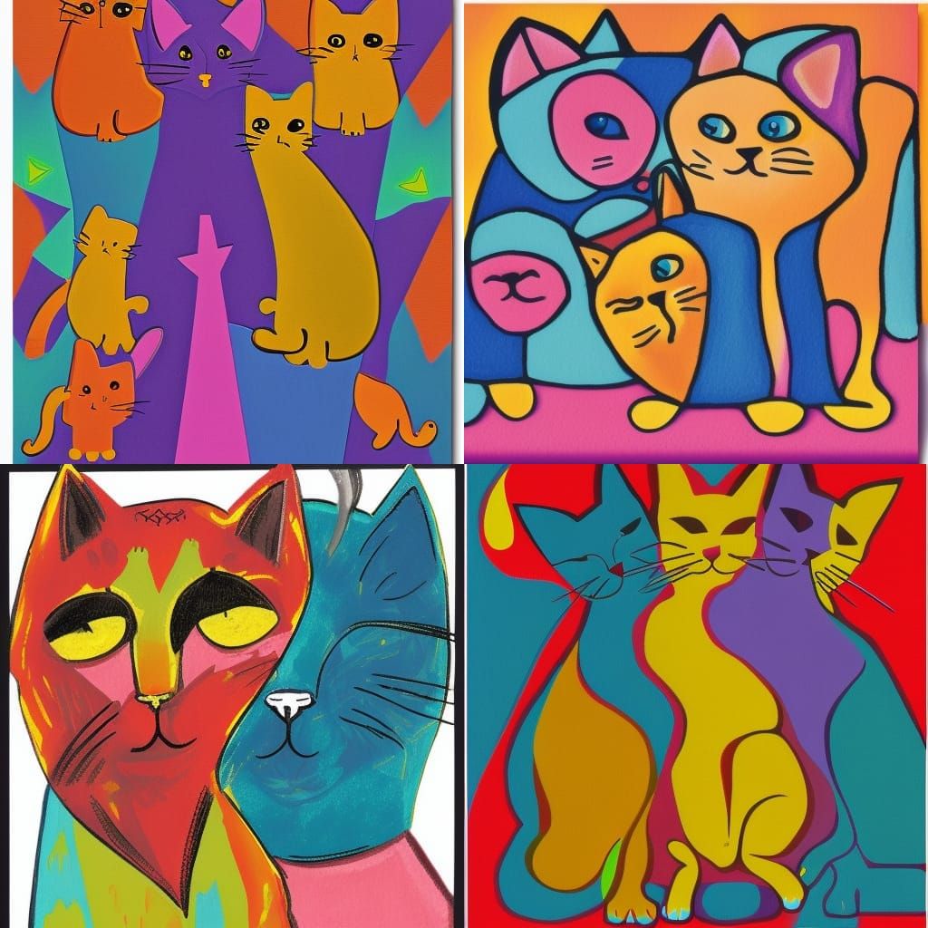 Cats and Prog Rock Birthday Card in Abstract Art
