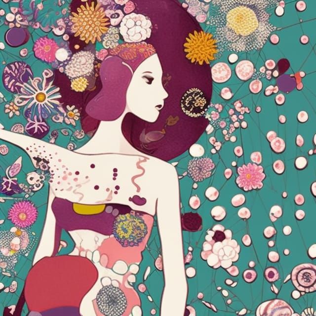 Beautiful Cartoon Girl in Paper Cut Collage