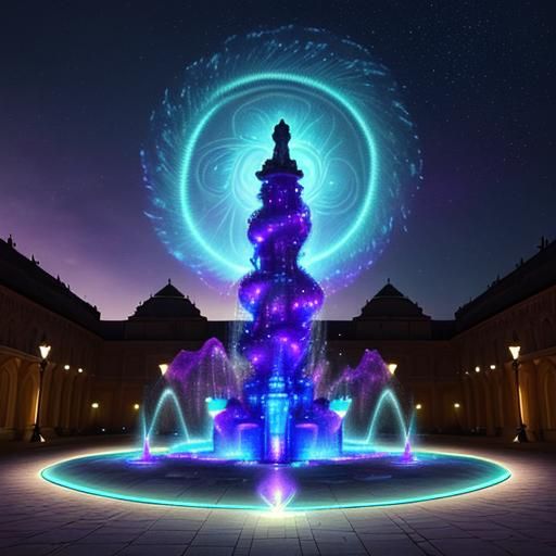 Luminous Fountain on Alien Planet, Astral Illustration