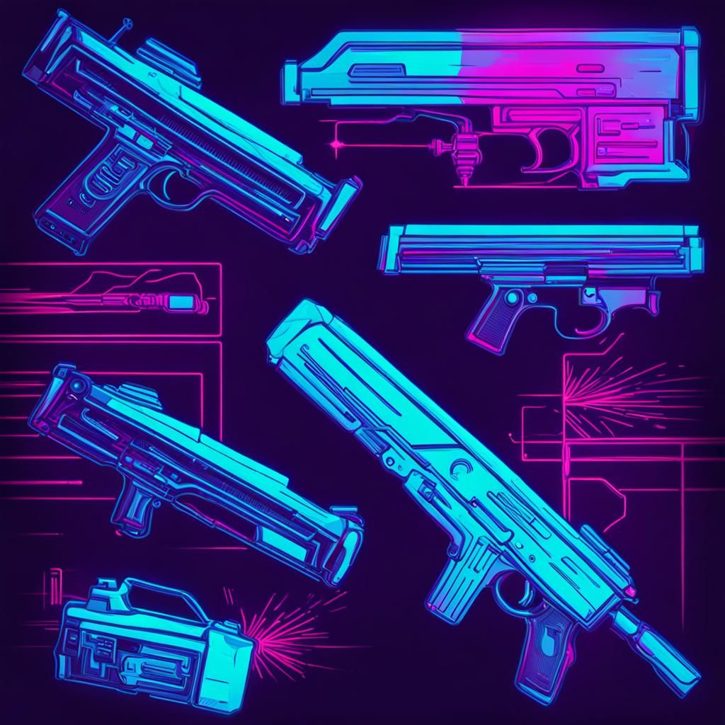 Futuristic Blue Scythe Weapon in Synthwave Style
