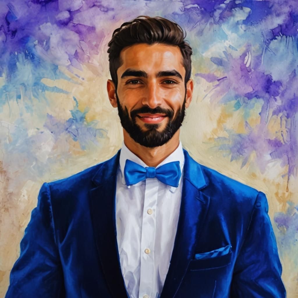 Proud Arab Gentleman in Alcohol Ink and Impasto Style