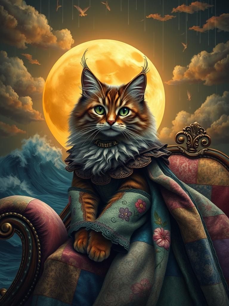 Captivating fluffy Gothic Cat , attractive poses, fashionate...