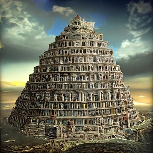 Photorealistic Tower of Babel in 3D
