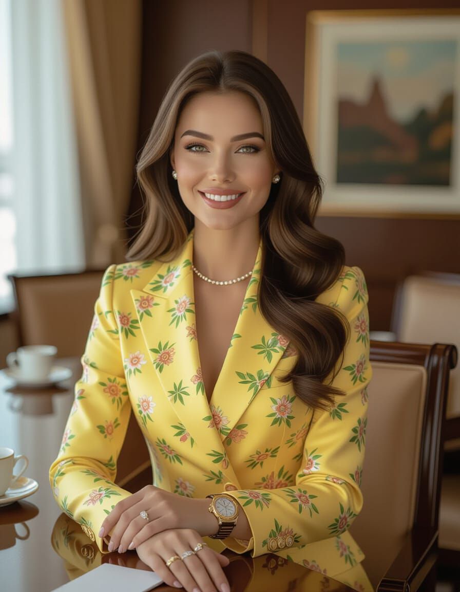 Elegant Businesswoman in Luxury Meeting Room