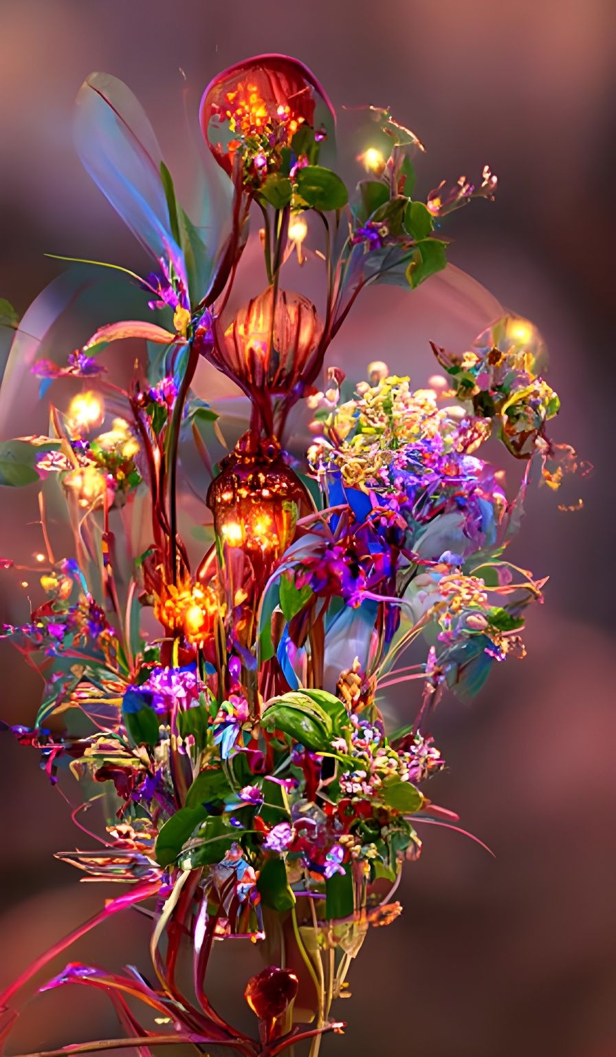 Exploding Flowers: Botanical Dreamscape in Art Nouveau Style