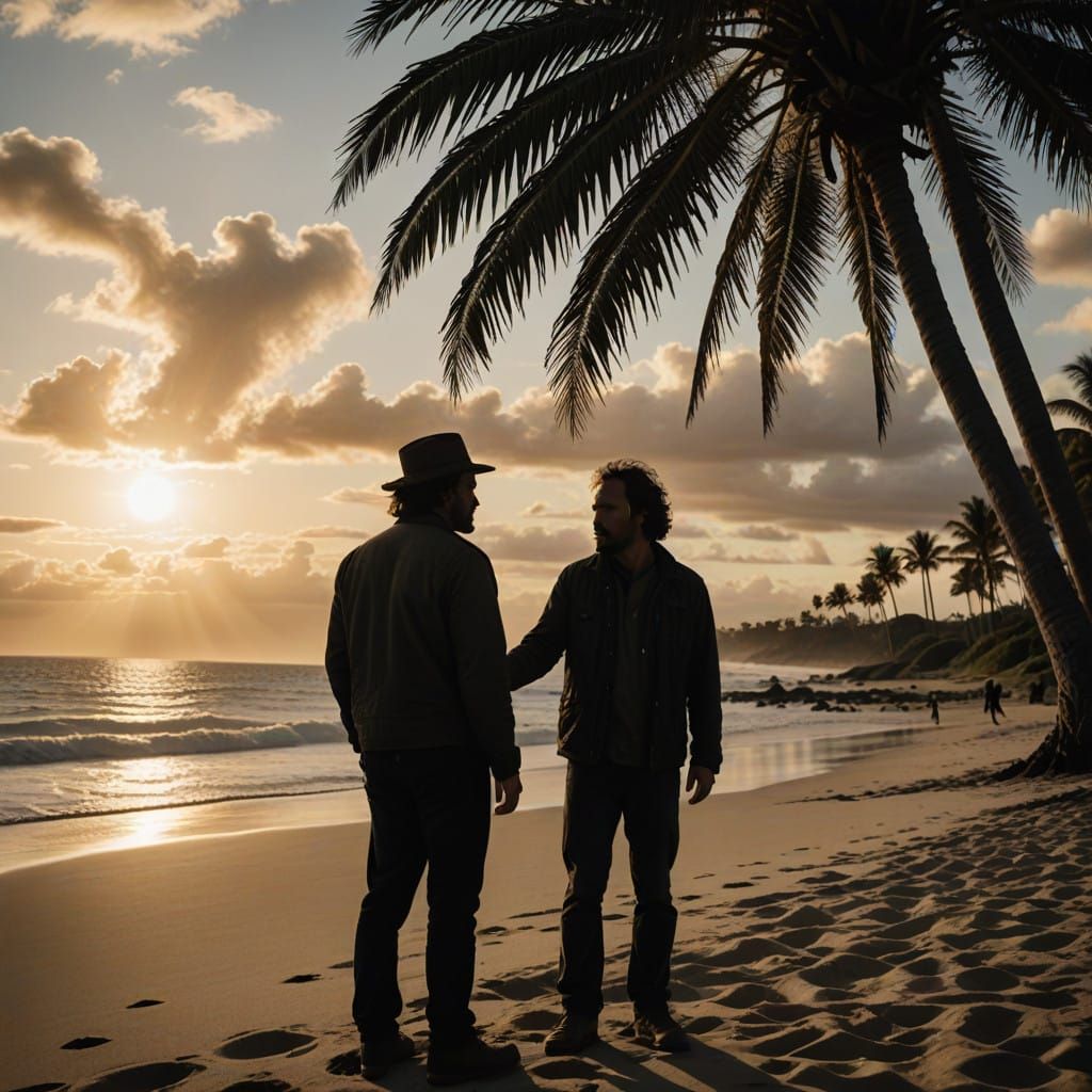 Majestic Sunrise on Tropical Beach with Palm Trees