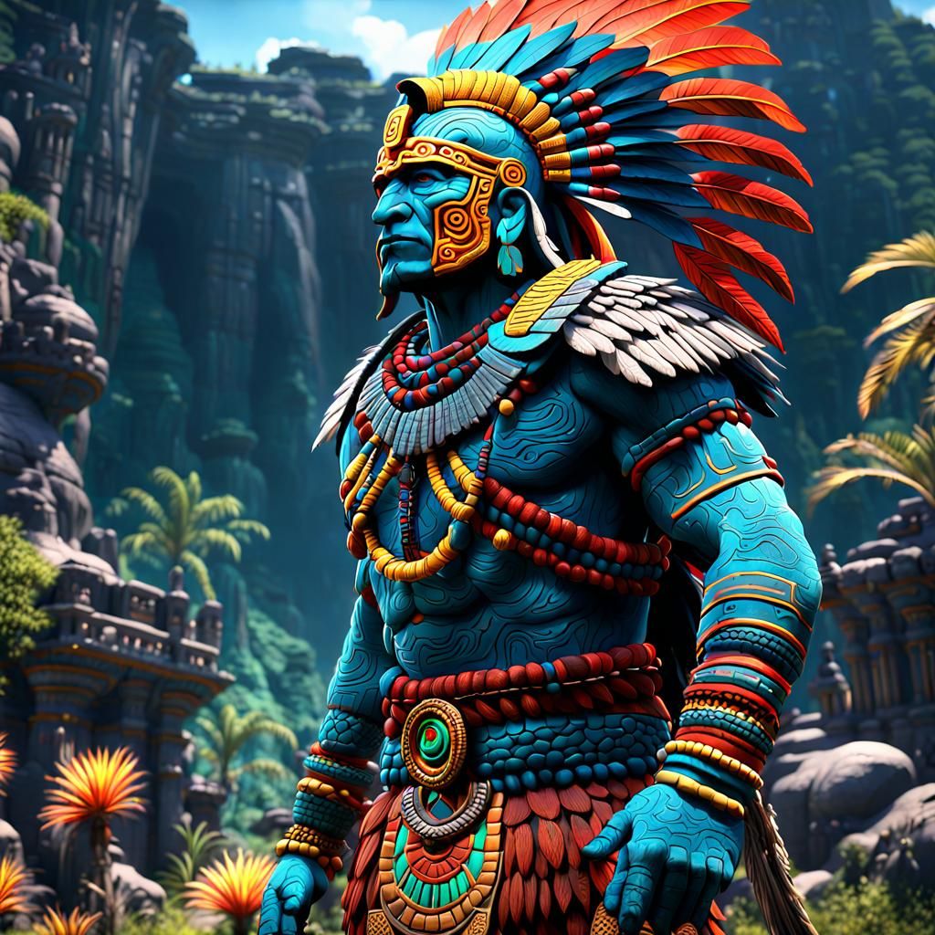 Aztec Eagle Warrior: Detailed Matte Painting in 8K