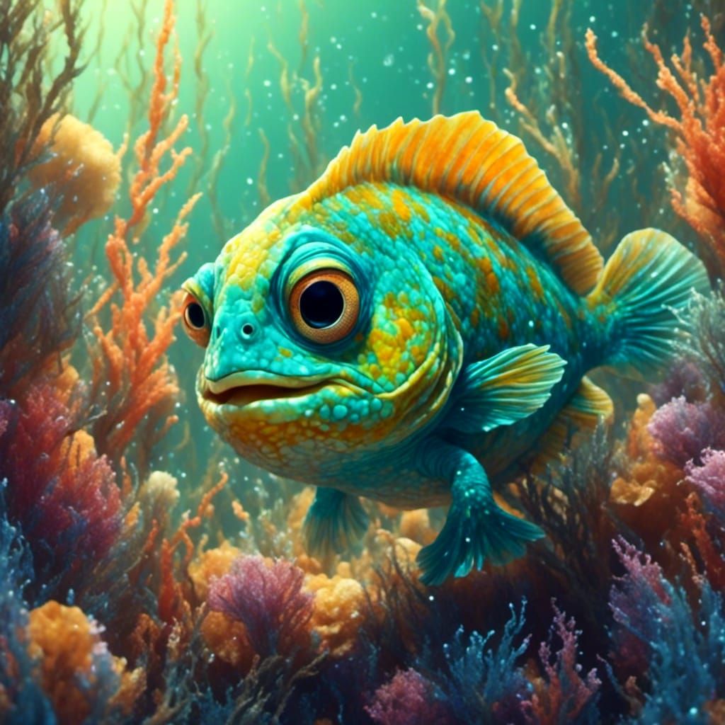 Cute Flounder Chameleon Hybrid in Fantasy Style