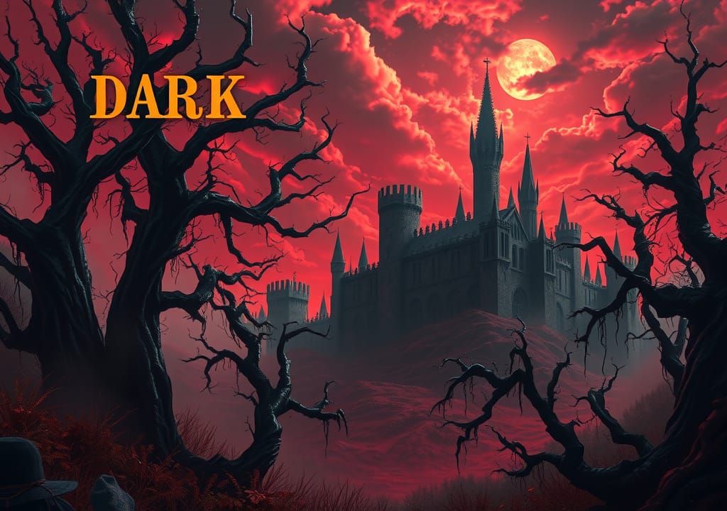 Eerie Dark Fantasy Realm with Twisted Landscapes