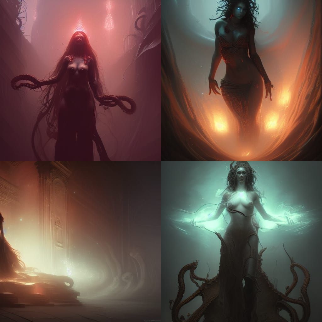 Lovecraftian Female Deity in Dark Fantasy Style