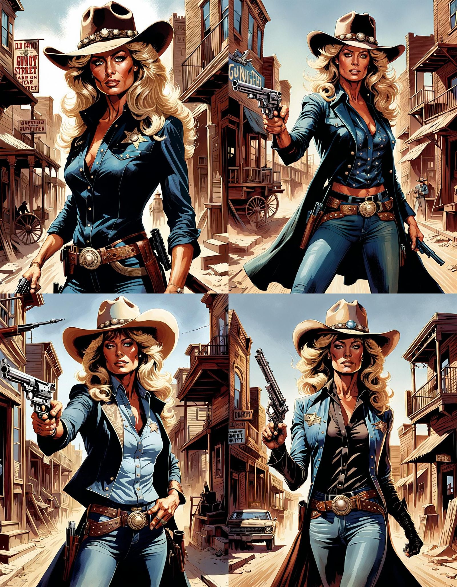 Farrah Fawcett as Old West Gunfighter, Comic Book Art