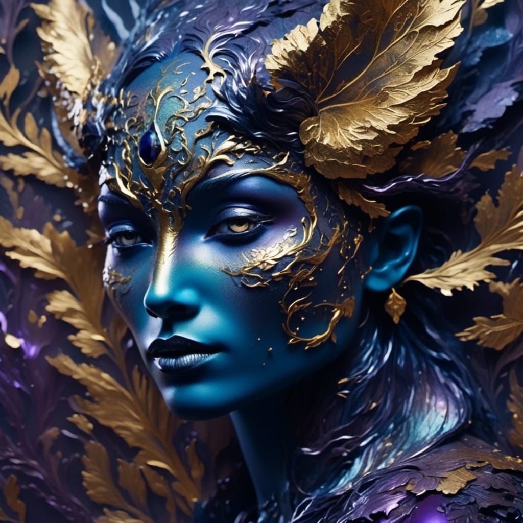 Mystical Forest Demon in Embossed Foil Style