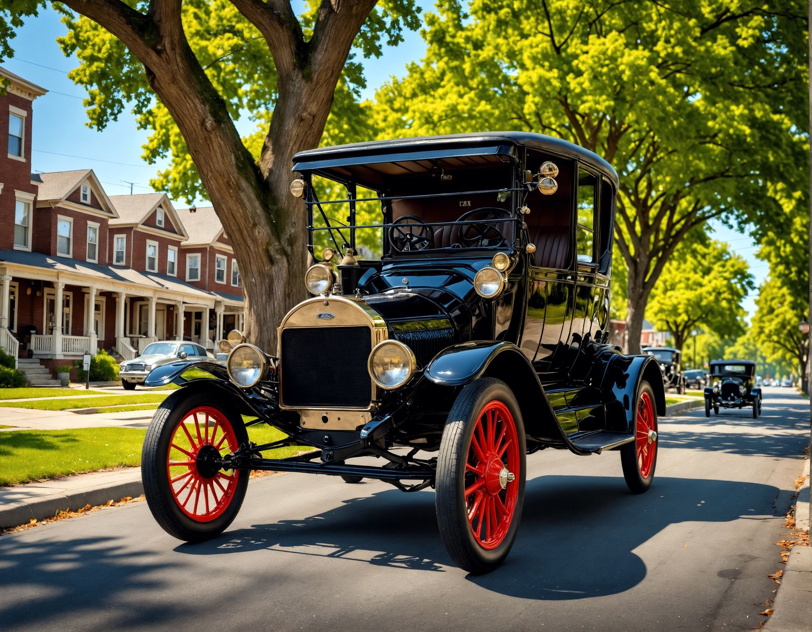 Vintage Model T Ford Cruises Through 1920s City Streets