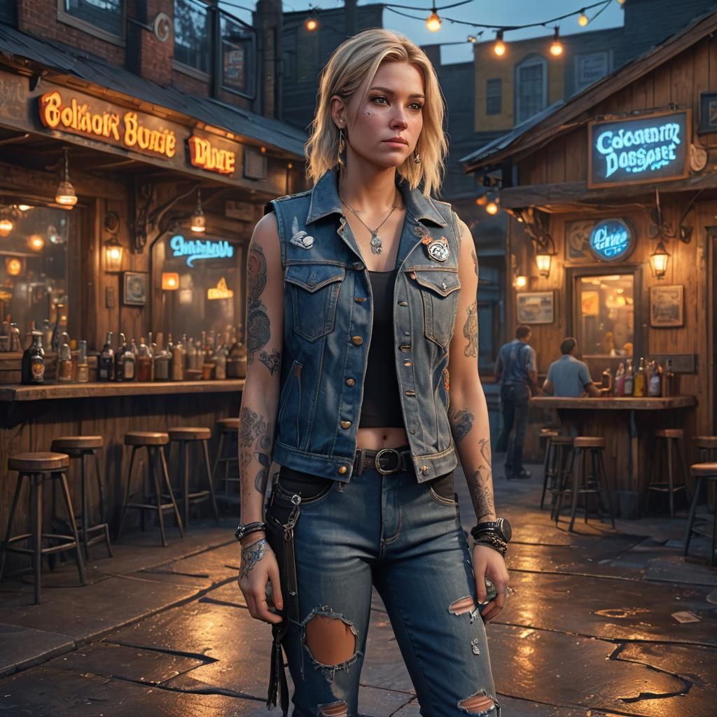 Rustic Bar Midnightscape in Hyper-Realistic Digital Painting