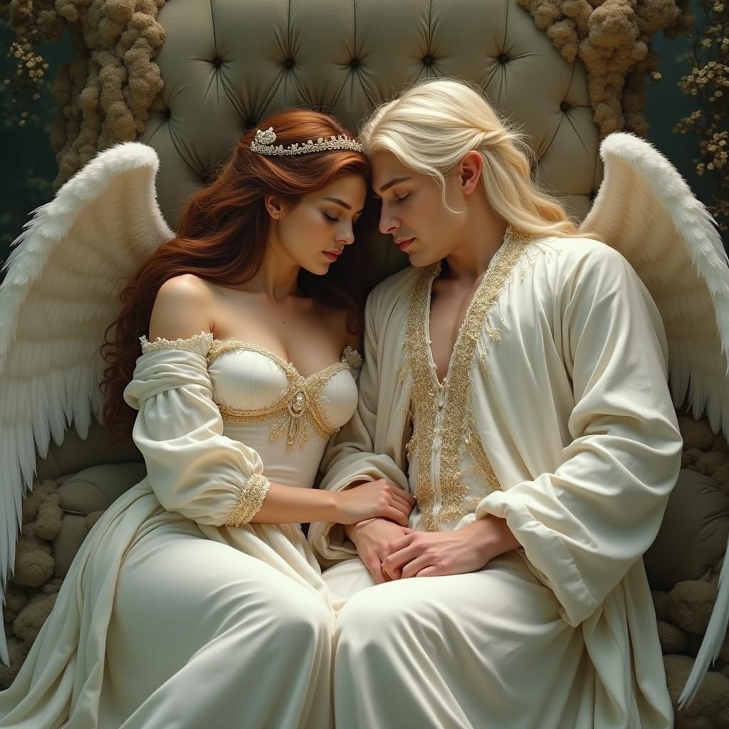 Whimsical Elf Couple in Dreamy Slumber