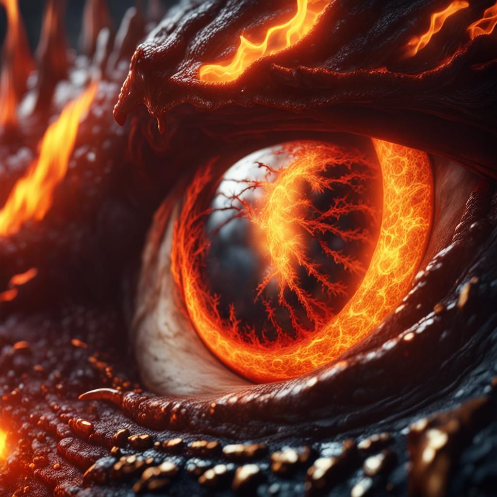 Fiery Dragon Eye: Detailed Fantasy Concept Art