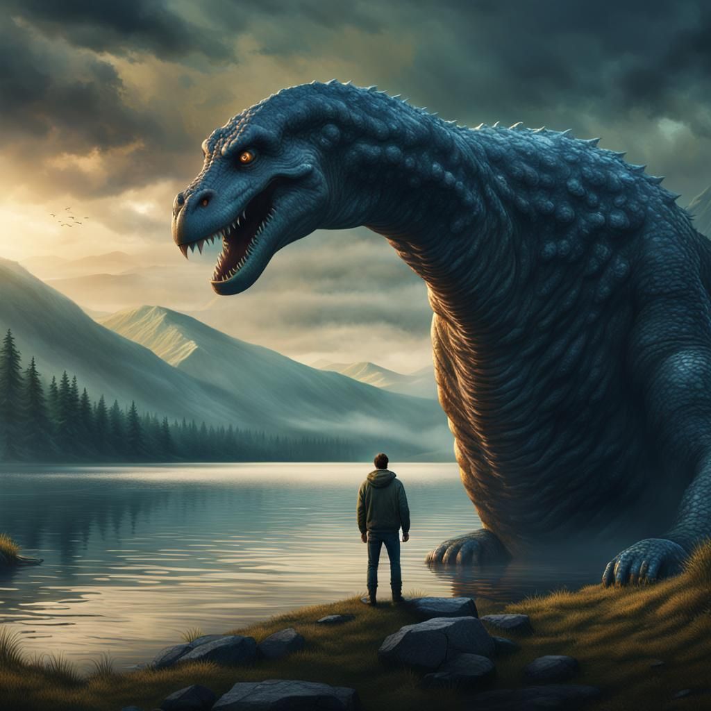 Loch Ness Monster Encounter: Fantasy Concept Art