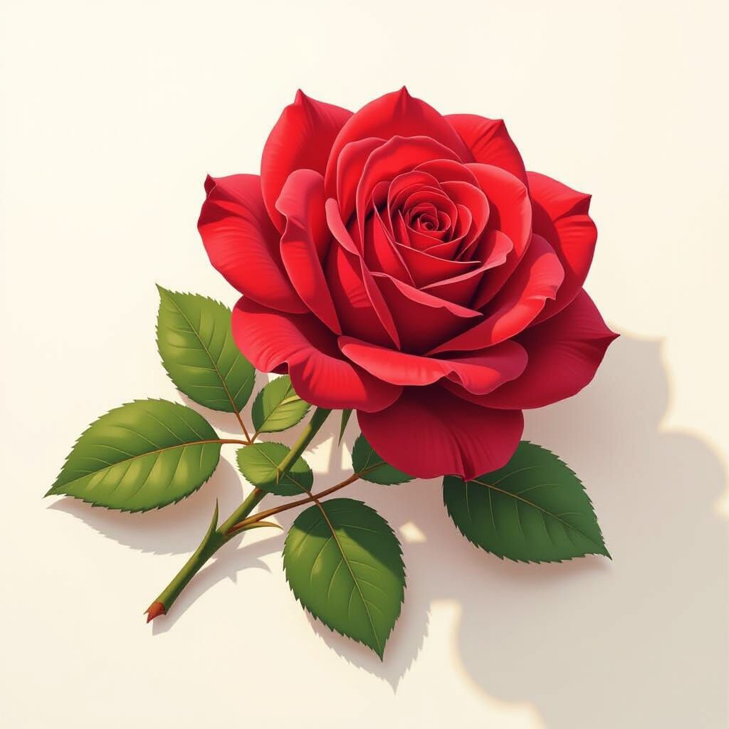 Vibrant Red Rose on Paper in Painterly Style