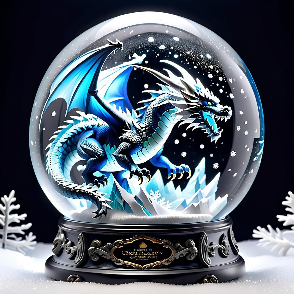 Icy Dragon Snow Globe in High Definition