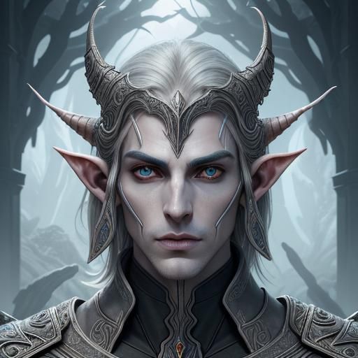 Elegant Altmer High Elf Portrait in Coral Armor