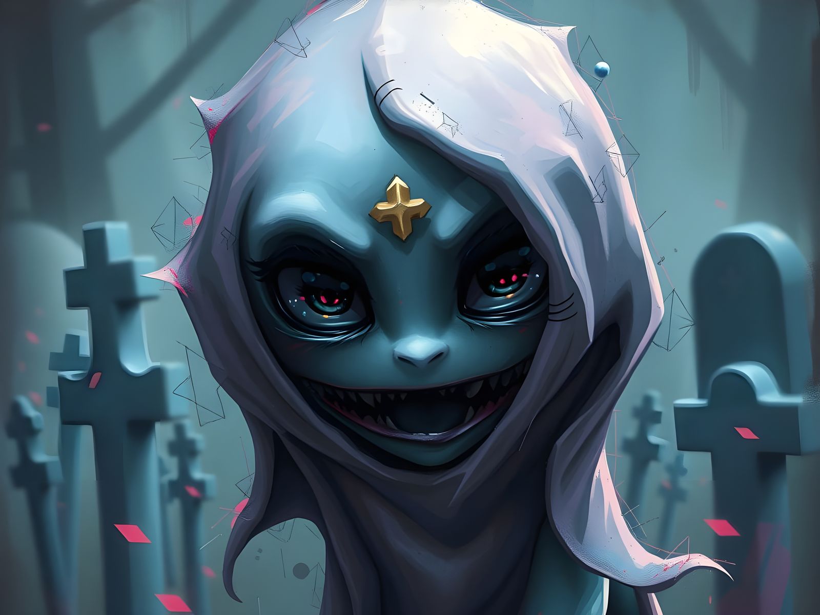 Adorable Chibi Ghost Portrait in Graffiti Art Style