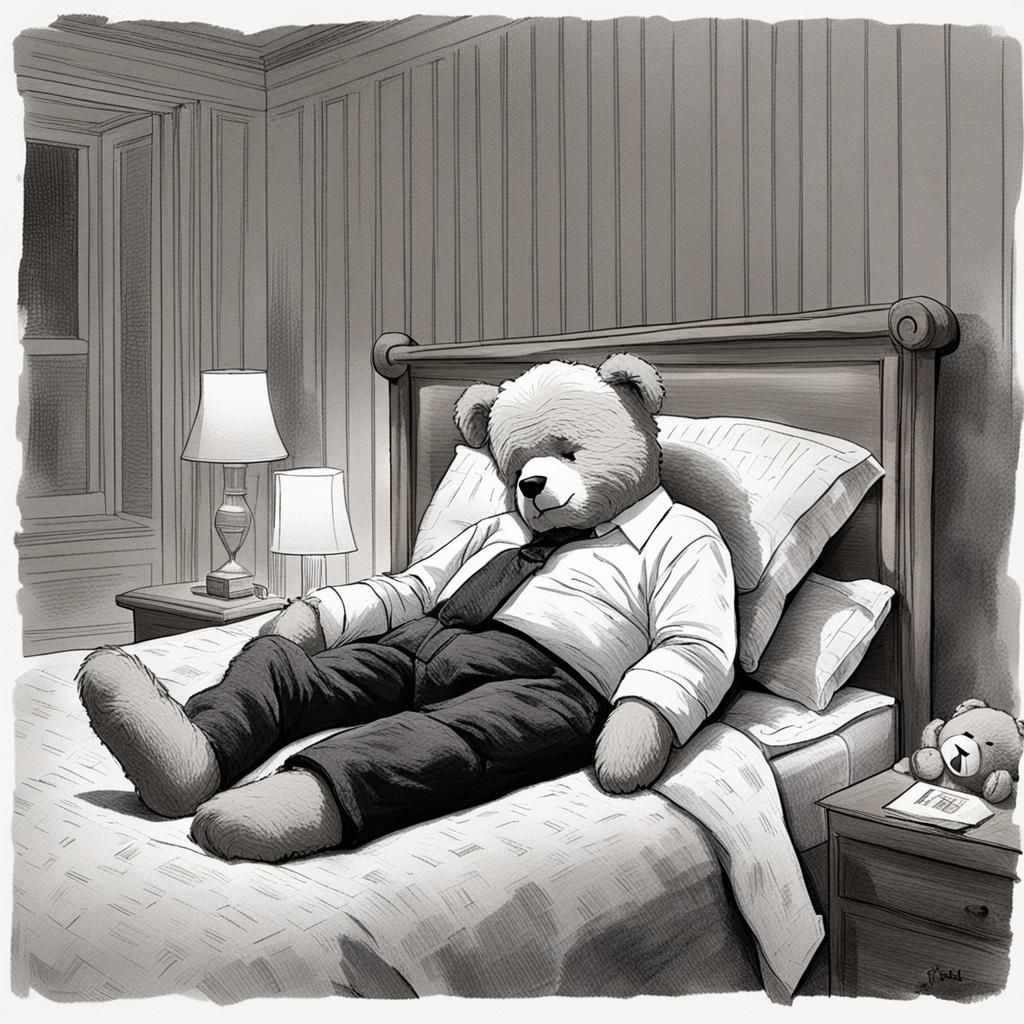 Cartoon of Joe Biden Sleeping with Teddy Bear