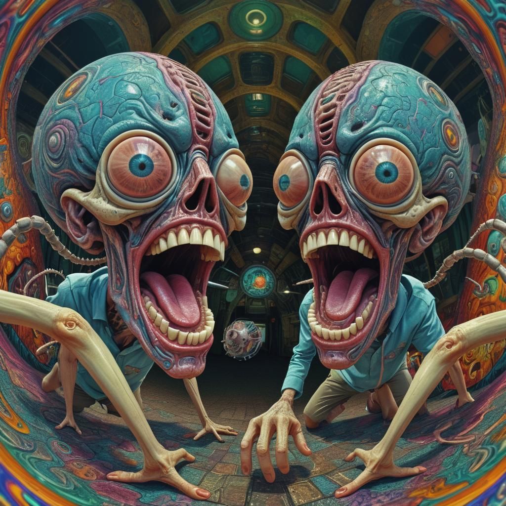 Cybernetic Biopunk Cranial Fistula in Apocalyptic Cityscape