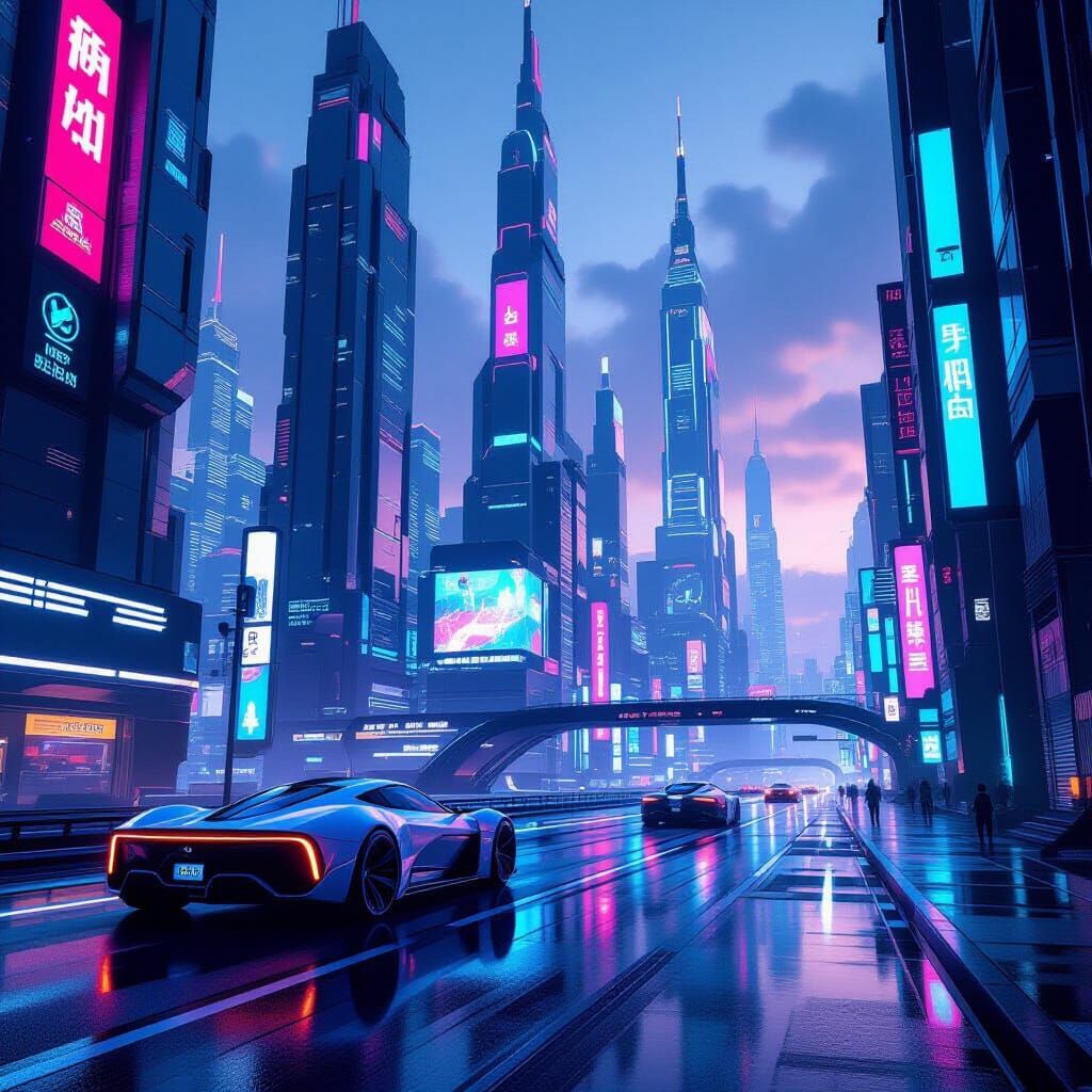 Futuristic Neon Cityscape in Photorealistic 3D
