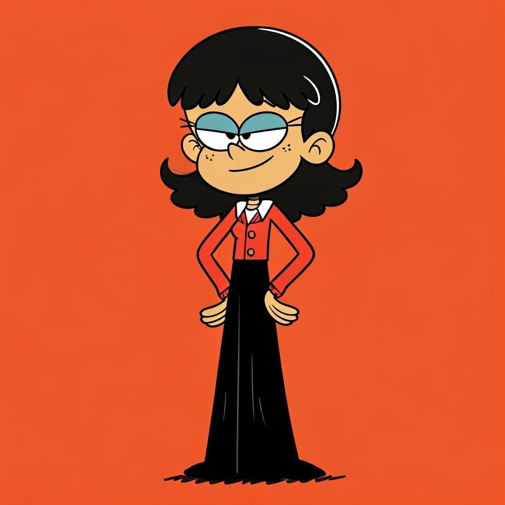 The Loud House cartoon style: Stella Zhau wearing a long bla...