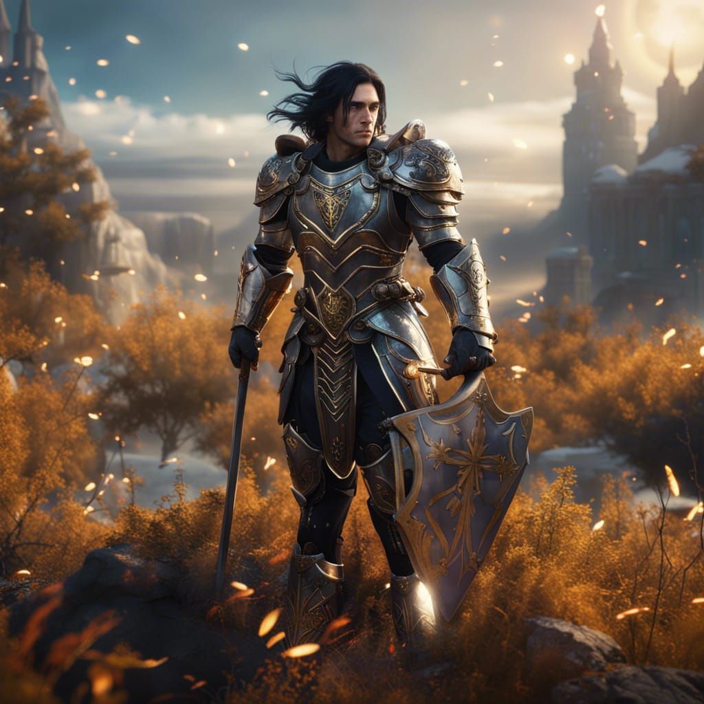 Holy Light Shines on Handsome Armored Paladin