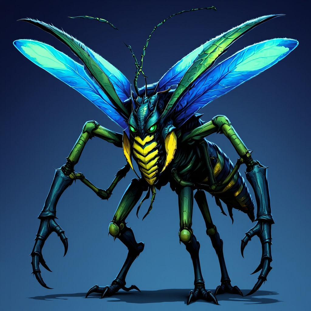 Menacing Alien Insect Creature with Biomechanical Design