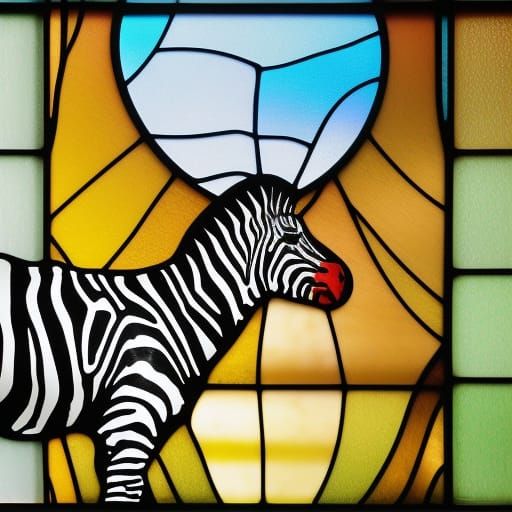 Stained Glass Zebra Art