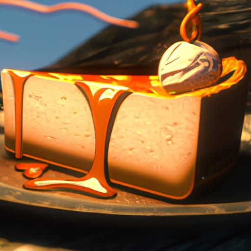 Delicious Cheesecake Slice with Caramel and Ice Cream