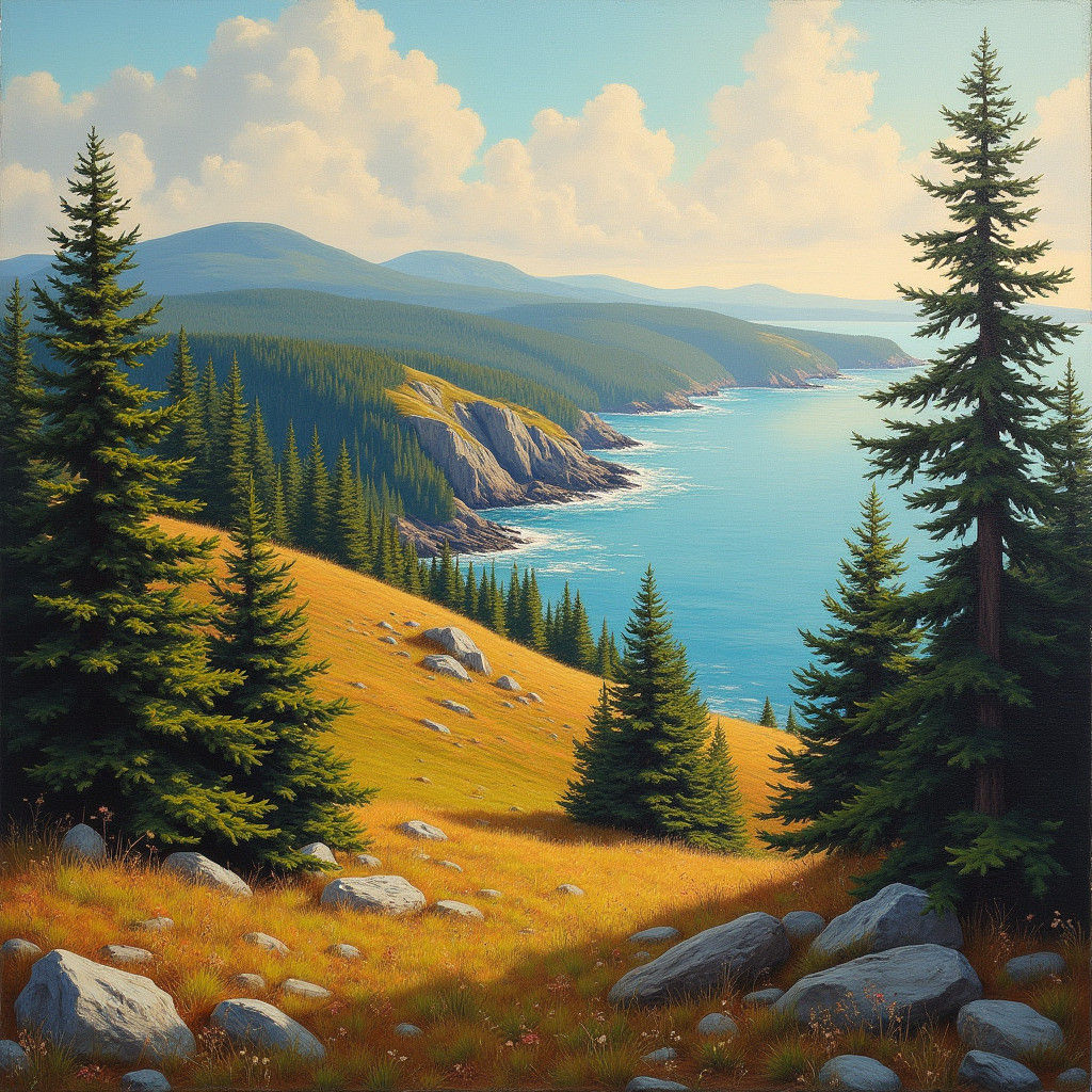 Nova Scotia Landscape Painting in Group of Seven Style