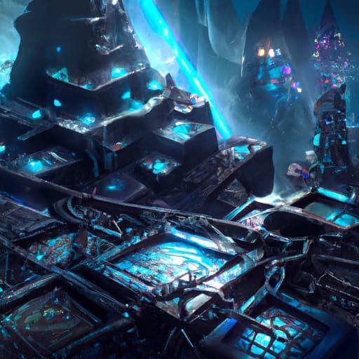 Intricate Blockchain Network: Dark Fantasy Concept Art