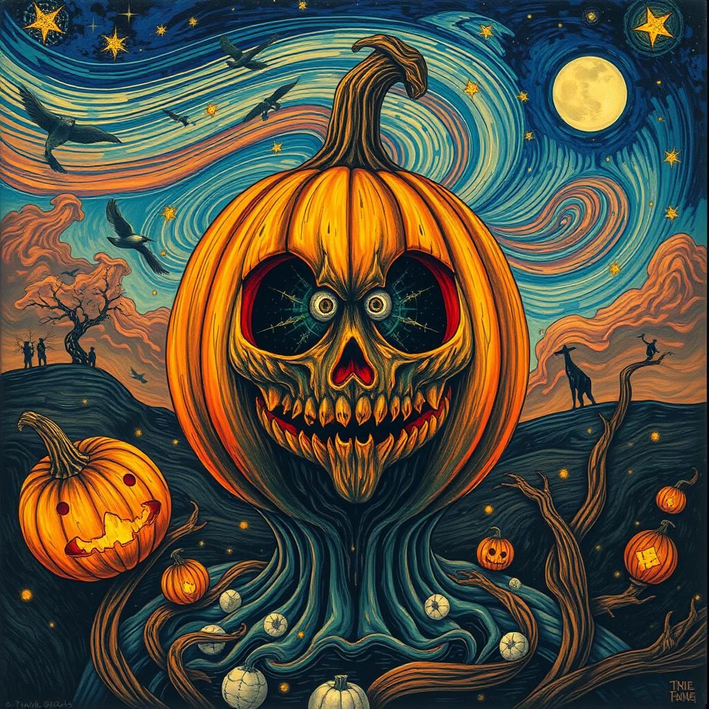Surreal Jack O'Lantern with Moonshine Stars