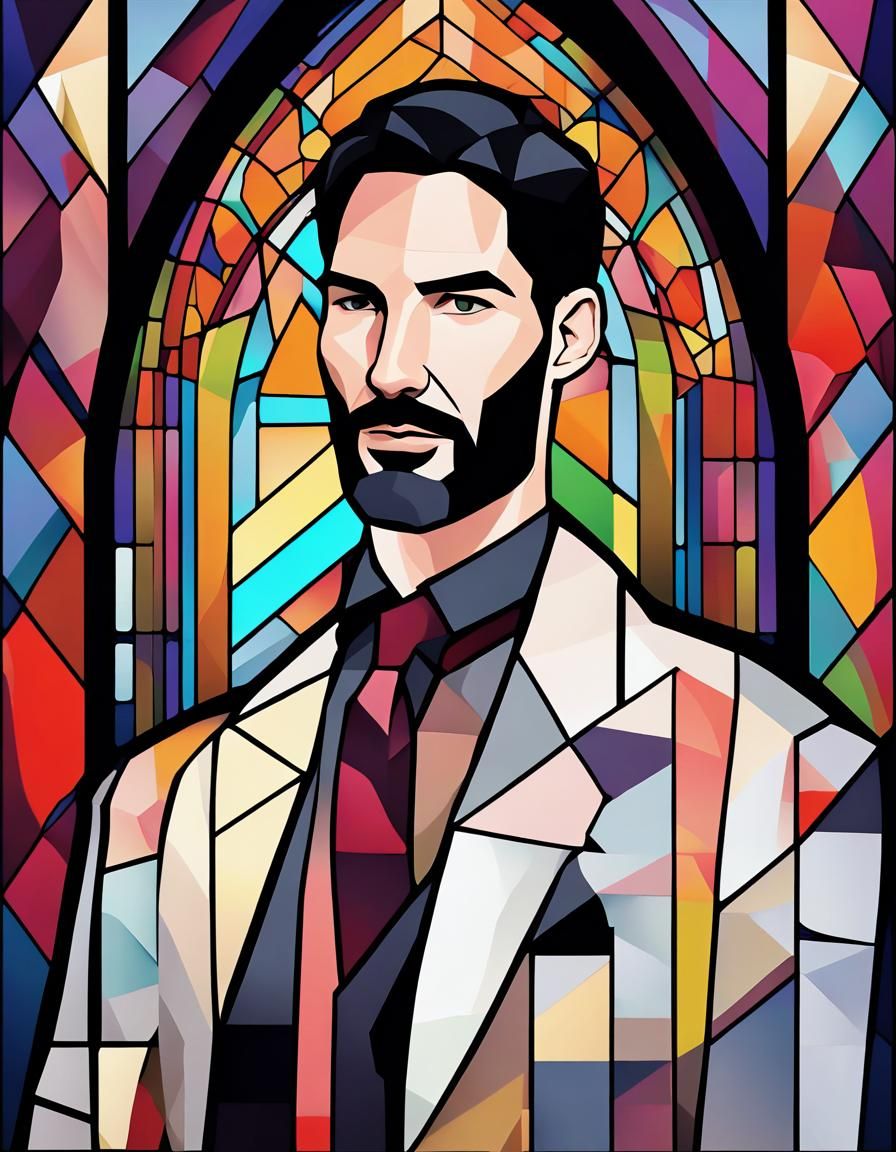 Lucifer Morningstar in Gothic Stained Glass