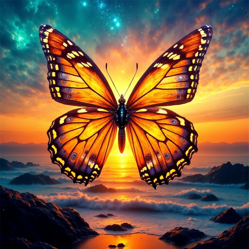 Dreamlike Sunset Beach Butterfly