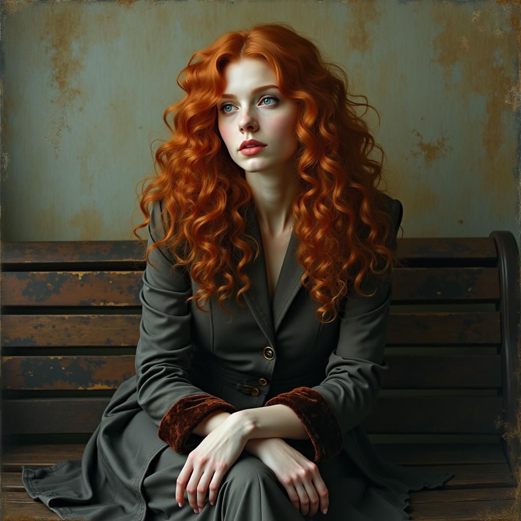Redhead Woman Portrait in Expressive Style