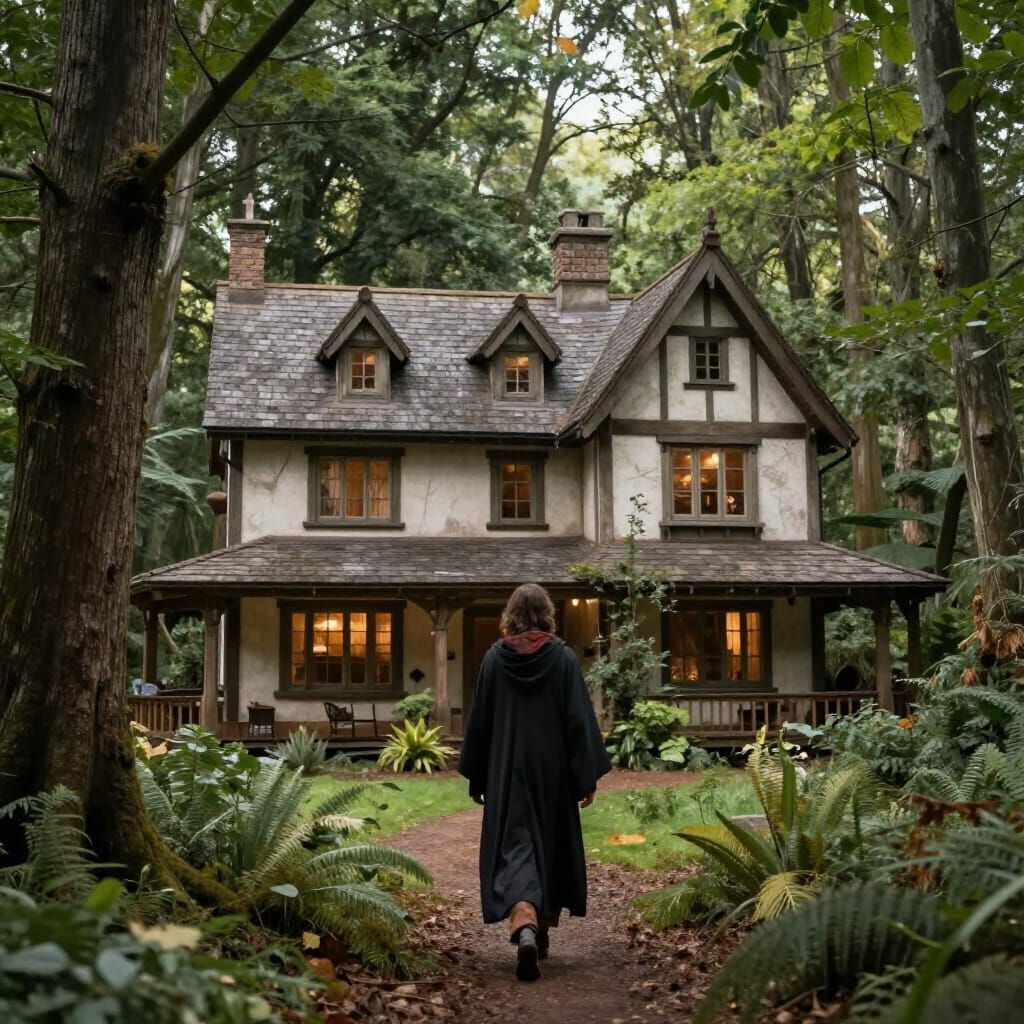 Realistic Wizard House in Enchanted Woods Setting