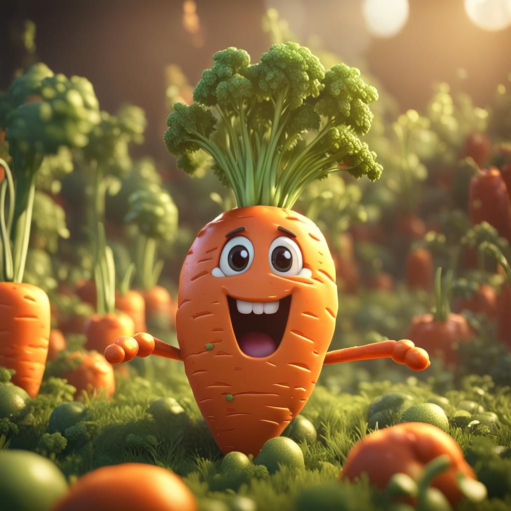 Cute Chibi Carrot in 3D Game Style