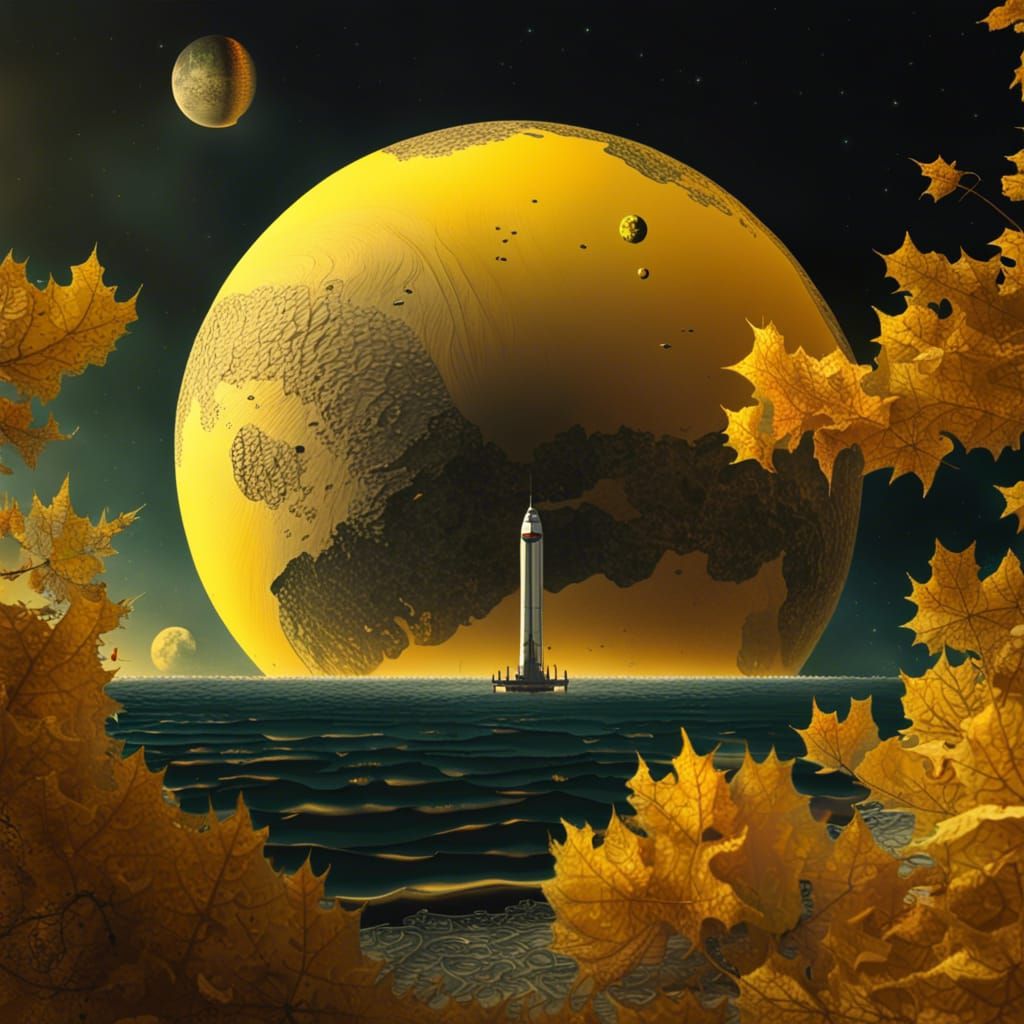 Autumn Wave on Titan with Saturn in View