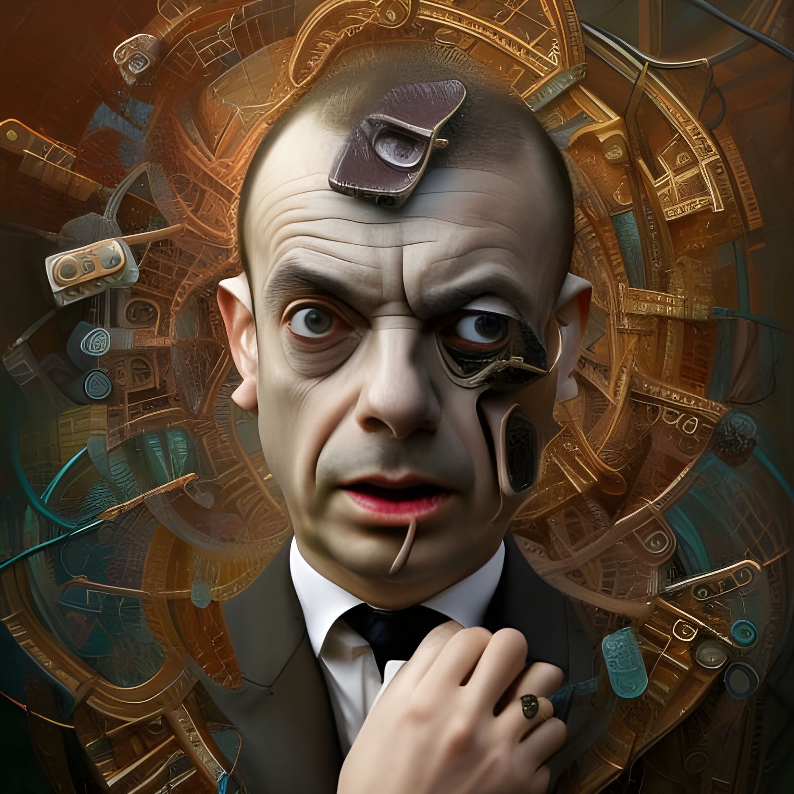 Detailed Courtroom Portrait in a Surreal Style