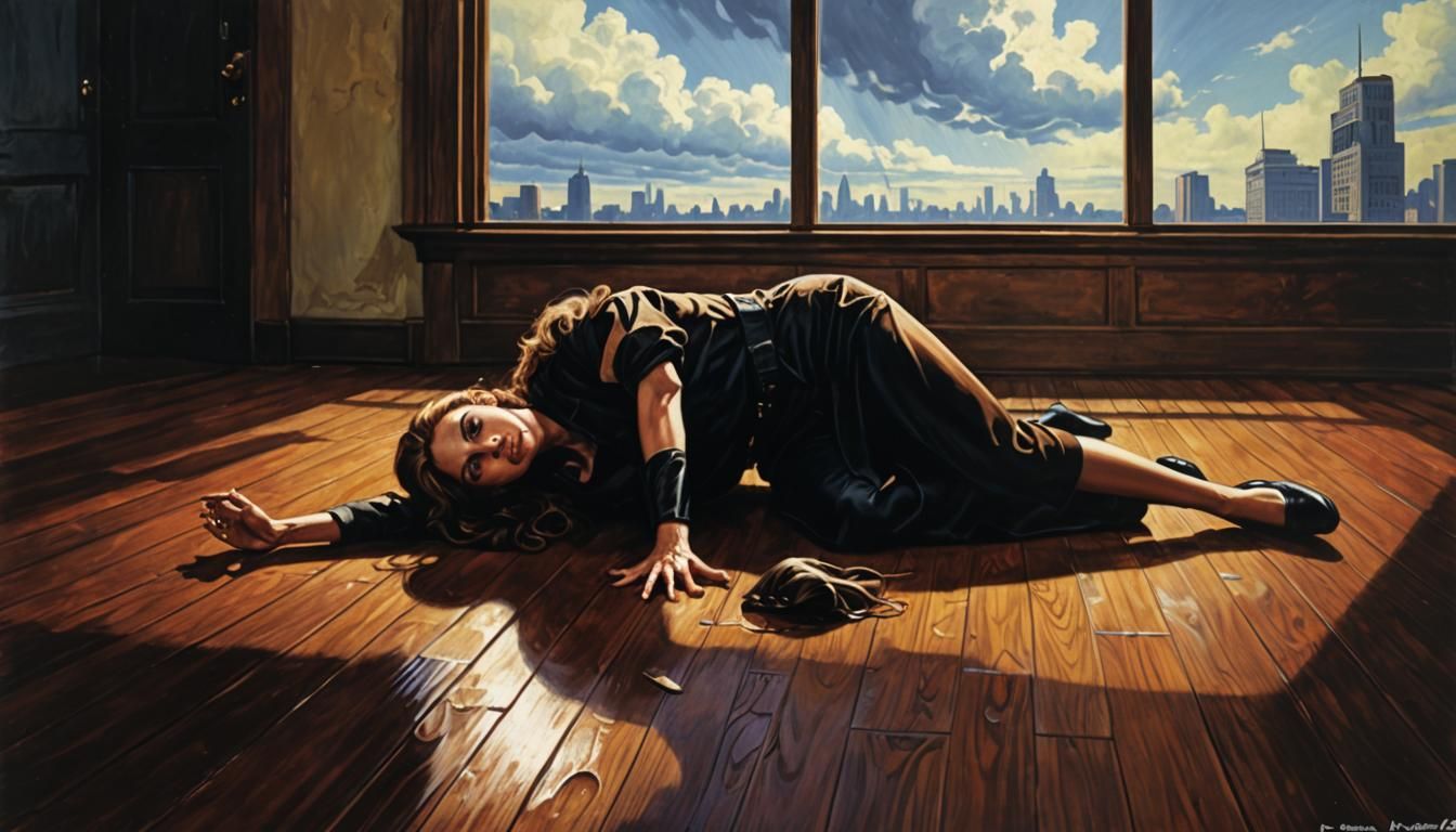 Retro Thriller: Woman in Blue Neon, Joe Jusko Style